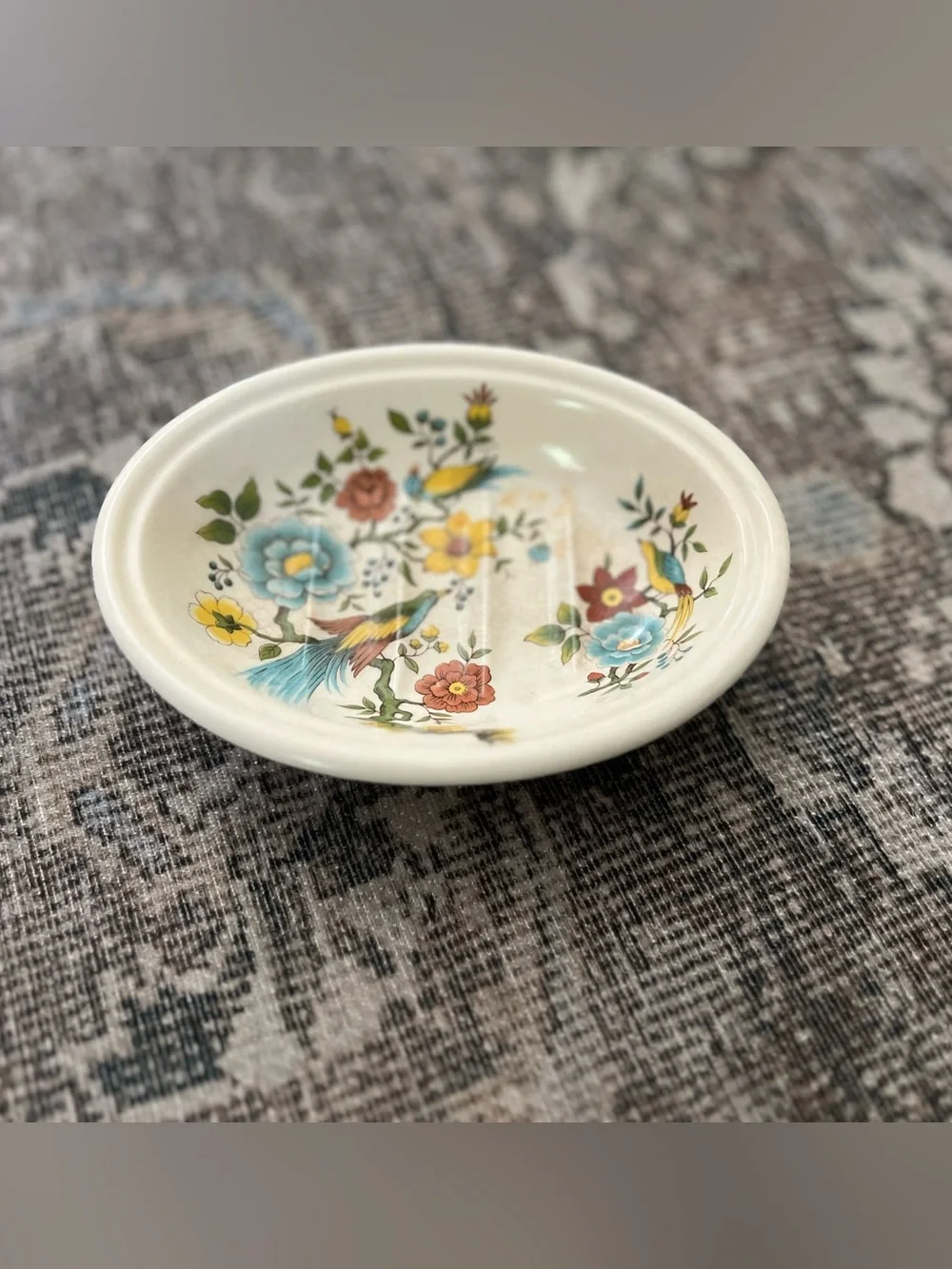 Vintage Mason's Ironstone for Crabtree & Evelyn Ceramic Soap Dish, Exotic Bird